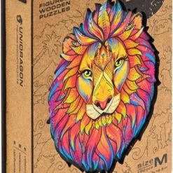 UNIDRAGON Houten Puzzel Dier - Mysterieuze Leeuw - 192 Stukjes - Medium 24x31 Cm -Puzzels Verkoopwinkel 513x840