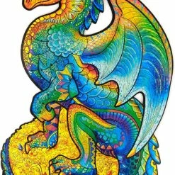 UNIDRAGON Houten Puzzel Dier - Beschermende Draak - 330 Stukjes - King Size 27x44 Cm