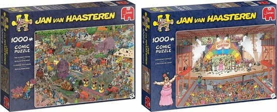 Jan Van Haasteren Puzzelbundel - 2 Stuks - Eurovisie Songfestival 1000 Stukjes & De Bloemencorso 1000 Stukjes 3 Jan Van Haasteren Puzzelbundel - 2 Stuks - Eurovisie Songfestival 1000 Stukjes & De Bloemencorso 1000 Stukjes
