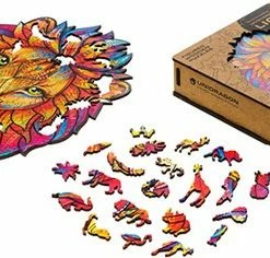 UNIDRAGON Houten Puzzel Dier - Mysterieuze Leeuw - 192 Stukjes - Medium 24x31 Cm -Puzzels Verkoopwinkel 550x236