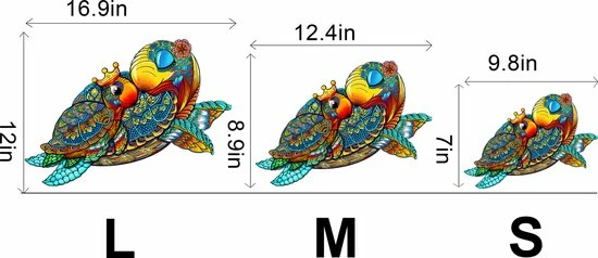 Brickkies®, Schildpad Familie, Turtle Family Jigsaw Puzzle, Houten Puzzel, A3, Maat L, 43 X 31 Cm, 255 Stukjes 9 Brickkies®, Schildpad Familie, Turtle Family Jigsaw Puzzle, Houten Puzzel, A3, Maat L, 43 X 31 Cm, 255 Stukjes - Afbeelding 7