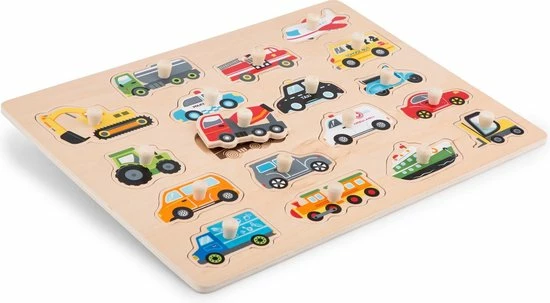 New Classic Toys Houten Vormenpuzzel - Voertuigen - 18 Puzzelstukjes 5 New Classic Toys Houten Vormenpuzzel - Voertuigen - 18 Puzzelstukjes - Afbeelding 3