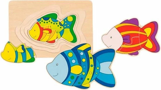 Goki Houten 3-lagen Puzzel Vis 5 Goki Houten 3-lagen Puzzel Vis - Afbeelding 3