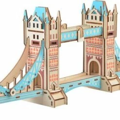 De Bouwplaats Bouwpakket 3D Puzzel Tower Bridge Van Hout Lasercutting- Gekleurd