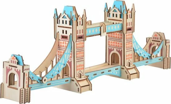 De Bouwplaats Bouwpakket 3D Puzzel Tower Bridge Van Hout Lasercutting- Gekleurd 3 De Bouwplaats Bouwpakket 3D Puzzel Tower Bridge Van Hout Lasercutting- Gekleurd