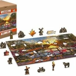 Wooden City Fietsen In Amsterdam XL - Houten Vormpuzzel - 52x38 Cm - 600 Stukjes -Puzzels Verkoopwinkel 550x339 2