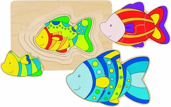 Goki Houten 3-lagen Puzzel Vis 3 Goki Houten 3-lagen Puzzel Vis