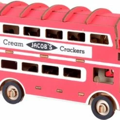 De Bouwplaats Bouwpakket 3D Puzzel Britse Dubbeldekker Bus London Van Hout- Kleur