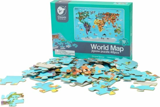 CLASSIC WORLD Puzzel Wereldkaart Continenten 48 St. 4 CLASSIC WORLD Puzzel Wereldkaart Continenten 48 St. - Afbeelding 2