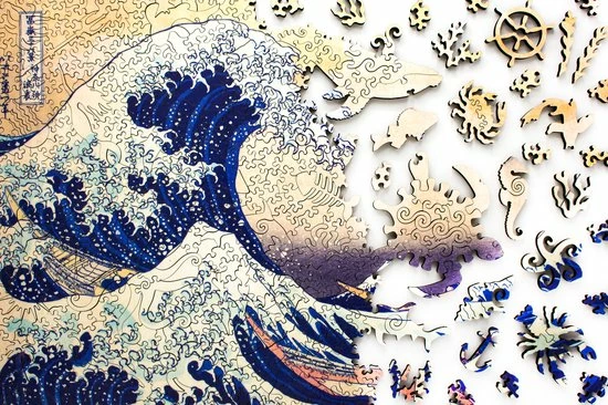 Inside Adventure | The Great Wave Off Kanagawa Houten Puzzel Voor Kinderen En Volwassenen | Unieke Whimsy Stukjes | 648 Stukjes | Vormenpuzzel 5 Inside Adventure | The Great Wave Off Kanagawa Houten Puzzel Voor Kinderen En Volwassenen | Unieke Whimsy Stukjes | 648 Stukjes | Vormenpuzzel - Afbeelding 3