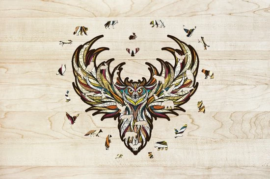 Eco-Wood-Art Eco Wood Art Houten Legpuzzel Uil, Size S, 2277, 21x22,1x0,5cm 3 Eco-Wood-Art Eco Wood Art Houten Legpuzzel Uil, Size S, 2277, 21x22,1x0,5cm