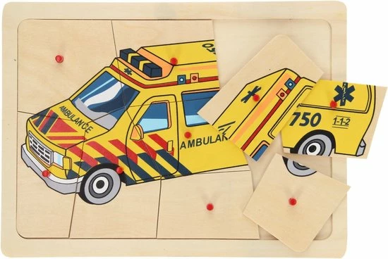 Playwood / Roel Houten Noppenpuzzel 2x - Brandweer En Ambulance - 9 Pcs Per Puzzel 4 Playwood / Roel Houten Noppenpuzzel 2x - Brandweer En Ambulance - 9 Pcs Per Puzzel - Afbeelding 2