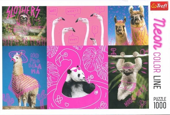 Trefl Neon Crazy Animals, 1000 Stukjes Puzzel 4 Trefl Neon Crazy Animals, 1000 Stukjes Puzzel - Afbeelding 2