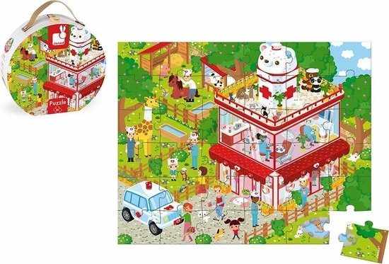 Janod Puzzelkoffer - Dierenkliniek 4 Janod Puzzelkoffer - Dierenkliniek - Afbeelding 2