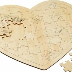 Decopatent® Groot Houten Hart Puzzel - Harten Puzzel Huwelijk - Blanco Puzzel - Hout - Gastenboek - Bruiloft - Trouwen - Kado / Cadeau
