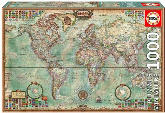 Educa Miniatuur Puzzel - Wereldkaart - 1000 Stukjes 3 Educa Miniatuur Puzzel - Wereldkaart - 1000 Stukjes