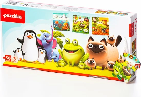 Puzzlika Puzzel - Vrolijke Dieren - 9+16+25 Stukjes 3 Puzzlika Puzzel - Vrolijke Dieren - 9+16+25 Stukjes