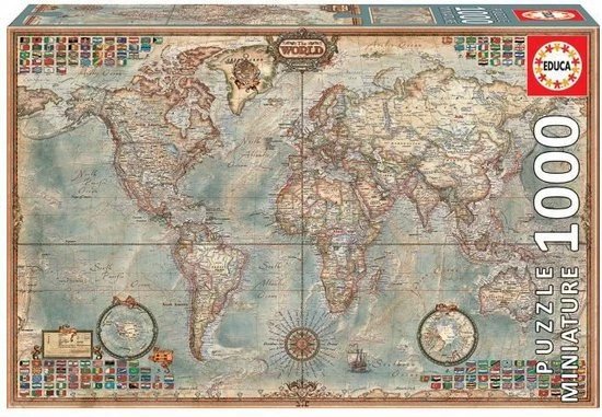 Educa Miniatuur Puzzel - Wereldkaart - 1000 Stukjes 5 Educa Miniatuur Puzzel - Wereldkaart - 1000 Stukjes - Afbeelding 3