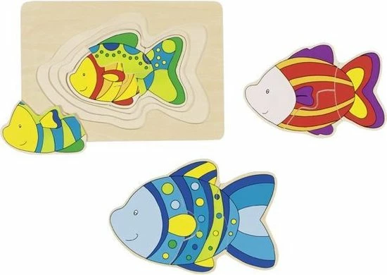 Goki Houten 3-lagen Puzzel Vis 6 Goki Houten 3-lagen Puzzel Vis - Afbeelding 4