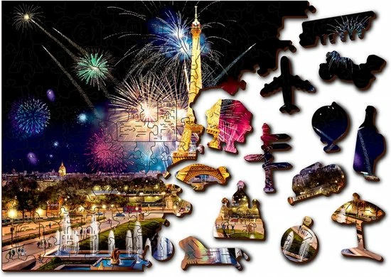 Wooden City - 2 In 1 - Houten Legpuzzel - Paris By Night - 37,5 X 25,4cm 7 Wooden City - 2 In 1 - Houten Legpuzzel - Paris By Night - 37,5 X 25,4cm - Afbeelding 5