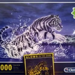 Clementoni Glows In The Dark Puzzel - Witte Tijger - Power Of Life - 1000 Stukjes