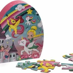 Eurekakids Puzzel Unicorn - 36 Stukjes - Kinderpuzzel Met Eenhoorns En Prinsessen - 50 X 40 Cm