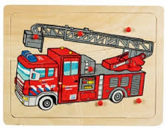Playwood / Roel Houten Noppenpuzzel 2x - Brandweer En Ambulance - 9 Pcs Per Puzzel 5 Playwood / Roel Houten Noppenpuzzel 2x - Brandweer En Ambulance - 9 Pcs Per Puzzel - Afbeelding 3