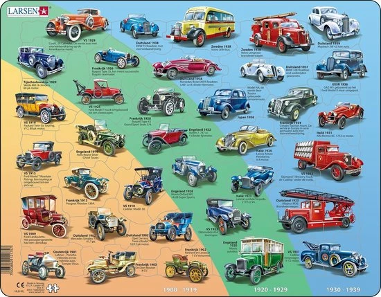 Larsen Legpuzzel Maxi Historie Auto's Junior 42 Stukjes 3 Larsen Legpuzzel Maxi Historie Auto's Junior 42 Stukjes