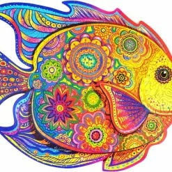 UNIDRAGON Houten Puzzel Dier - Glanzende Vis - 331 Stukjes - King Size 40x31 Cm