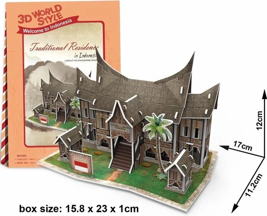 Dielay - 3D Puzzel - Complete Set - 30 Onderdelen - Traditioneel Indonesisch Huis 5 Dielay - 3D Puzzel - Complete Set - 30 Onderdelen - Traditioneel Indonesisch Huis - Afbeelding 3