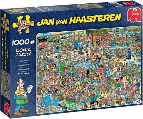 Jan Van Haasteren Puzzelbundel - 2 Stuks - De Drogisterij 1000 Stukjes & Krijt Op Tijd! 1500 Stukjes 5 Jan Van Haasteren Puzzelbundel - 2 Stuks - De Drogisterij 1000 Stukjes & Krijt Op Tijd! 1500 Stukjes - Afbeelding 3
