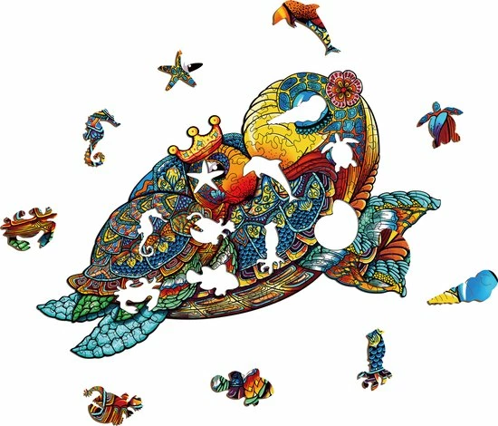 Brickkies®, Schildpad Familie, Turtle Family Jigsaw Puzzle, Houten Puzzel, A3, Maat L, 43 X 31 Cm, 255 Stukjes 8 Brickkies®, Schildpad Familie, Turtle Family Jigsaw Puzzle, Houten Puzzel, A3, Maat L, 43 X 31 Cm, 255 Stukjes - Afbeelding 6