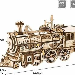 Houten 3D Puzzel Voor Volwassenen | Locomotief | Mechanisch, Beweegt Op Veeraandrijving | Vrije Tijd | Ontspanning | Tot Rust Komen | Robotime | Model Bouwpakket