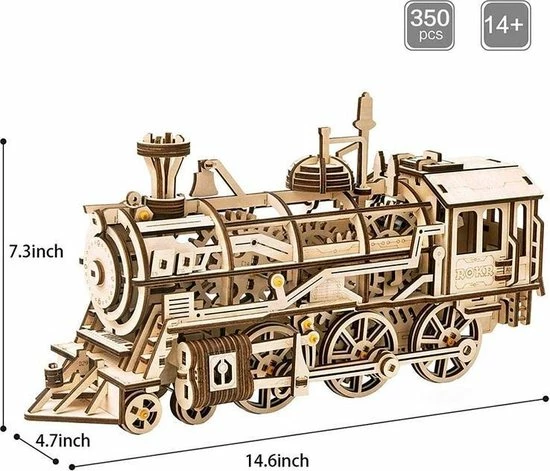 Houten 3D Puzzel Voor Volwassenen | Locomotief | Mechanisch, Beweegt Op Veeraandrijving | Vrije Tijd | Ontspanning | Tot Rust Komen | Robotime | Model Bouwpakket 3 Houten 3D Puzzel Voor Volwassenen | Locomotief | Mechanisch, Beweegt Op Veeraandrijving | Vrije Tijd | Ontspanning | Tot Rust Komen | Robotime | Model Bouwpakket