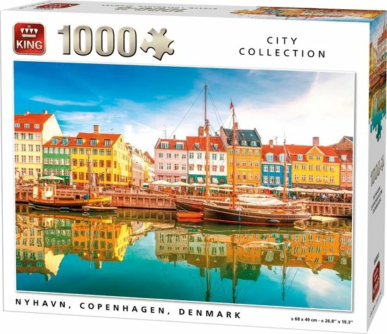 King Puzzel 1000 Stukjes (68 X 49 Cm) - Nyhavn Kopenghagen Denemarken - Legpuzzel Steden - Volwassenen 3 King Puzzel 1000 Stukjes (68 X 49 Cm) - Nyhavn Kopenghagen Denemarken - Legpuzzel Steden - Volwassenen