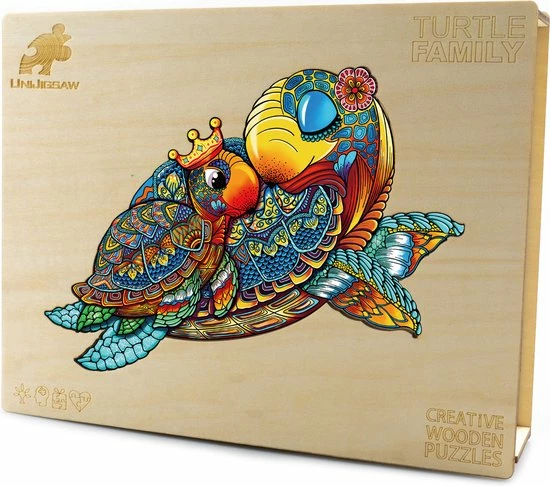 Brickkies®, Schildpad Familie, Turtle Family Jigsaw Puzzle, Houten Puzzel, A3, Maat L, 43 X 31 Cm, 255 Stukjes 5 Brickkies®, Schildpad Familie, Turtle Family Jigsaw Puzzle, Houten Puzzel, A3, Maat L, 43 X 31 Cm, 255 Stukjes - Afbeelding 3