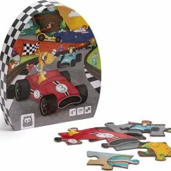 Eurekakids Puzzel Racewagens - 36 Stukjes - Kinderpuzzel Met Auto's En Dieren - 50 X 40 Cm