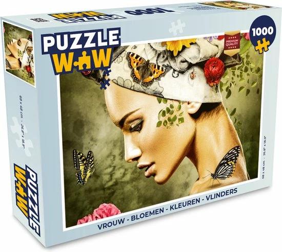 PuzzleWow Puzzel Vrouw - Bloemen - Kleuren - Vlinders - Rozen - Hoofddoek - Legpuzzel - Puzzel 1000 Stukjes Volwassenen - Sinterklaas Cadeautjes - Sinterklaas Voor Grote Kinderen 3 PuzzleWow Puzzel Vrouw - Bloemen - Kleuren - Vlinders - Rozen - Hoofddoek - Legpuzzel - Puzzel 1000 Stukjes Volwassenen - Sinterklaas Cadeautjes - Sinterklaas Voor Grote Kinderen