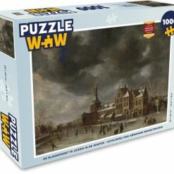 PuzzleWow Puzzel De Blauwpoort Te Leiden In De Winter - Schilderij Van Abraham Beerstraten - Legpuzzel - Puzzel 1000 Stukjes Volwassenen - Sinterklaas Cadeautjes - Sinterklaas Voor Grote Kinderen