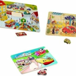 Playwood Knop Puzzel Stad-auto Garage- Voertuigen U Krijgt 3 Assorti Geleverd