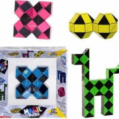 Clown Games Magic Puzzel Voordeelbundel - 4 Puzzels - Geel, Groen, Roze En Blauw - Fidget Snake