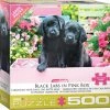 Eurographics Zwarte Labradors Pups In Roze Doos - 500 Stukjes