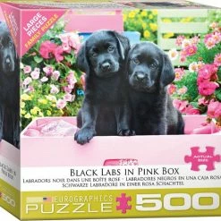 Eurographics Zwarte Labradors Pups In Roze Doos - 500 Stukjes