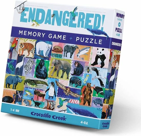 Crocodile Creek 48 Pcs Puzzle & Memory Game/Endangered 3 Crocodile Creek 48 Pcs Puzzle & Memory Game/Endangered