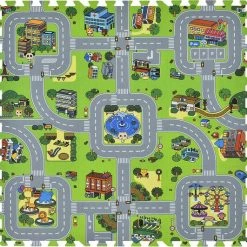 Merkloos Kinderpuzzelmat - Jascha - 9-delig - Stad Met Straten Design -Puzzels Verkoopwinkel 550x531 2