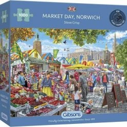 Gibsons Market Day, Norwich Puzzel (1000 Stukjes) -Puzzels Verkoopwinkel 550x537 1