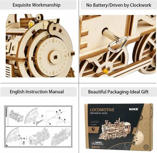 Houten 3D Puzzel Voor Volwassenen | Locomotief | Mechanisch, Beweegt Op Veeraandrijving | Vrije Tijd | Ontspanning | Tot Rust Komen | Robotime | Model Bouwpakket 4 Houten 3D Puzzel Voor Volwassenen | Locomotief | Mechanisch, Beweegt Op Veeraandrijving | Vrije Tijd | Ontspanning | Tot Rust Komen | Robotime | Model Bouwpakket - Afbeelding 2