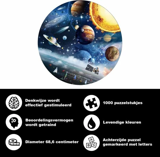 Avenq Planeten Puzzel - Puzzel 1000 Stukjes - Ronde Space Puzzel - Geometrisch - Legpuzzel - Voor Volwassenen & Kinderen - Universum 4 Avenq Planeten Puzzel - Puzzel 1000 Stukjes - Ronde Space Puzzel - Geometrisch - Legpuzzel - Voor Volwassenen & Kinderen - Universum - Afbeelding 2