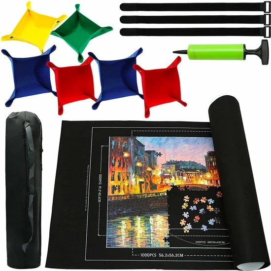 Allerion® Allerion Puzzelmat - 66cm X 115cm - Oprolbaar - Inclusief Opbergkoker En Accessoires 3 Allerion® Allerion Puzzelmat - 66cm X 115cm - Oprolbaar - Inclusief Opbergkoker En Accessoires