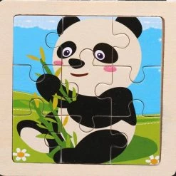 LS Goods Houten Puzzel - Panda - 9 Delig - 11x11 Cm - Montessori